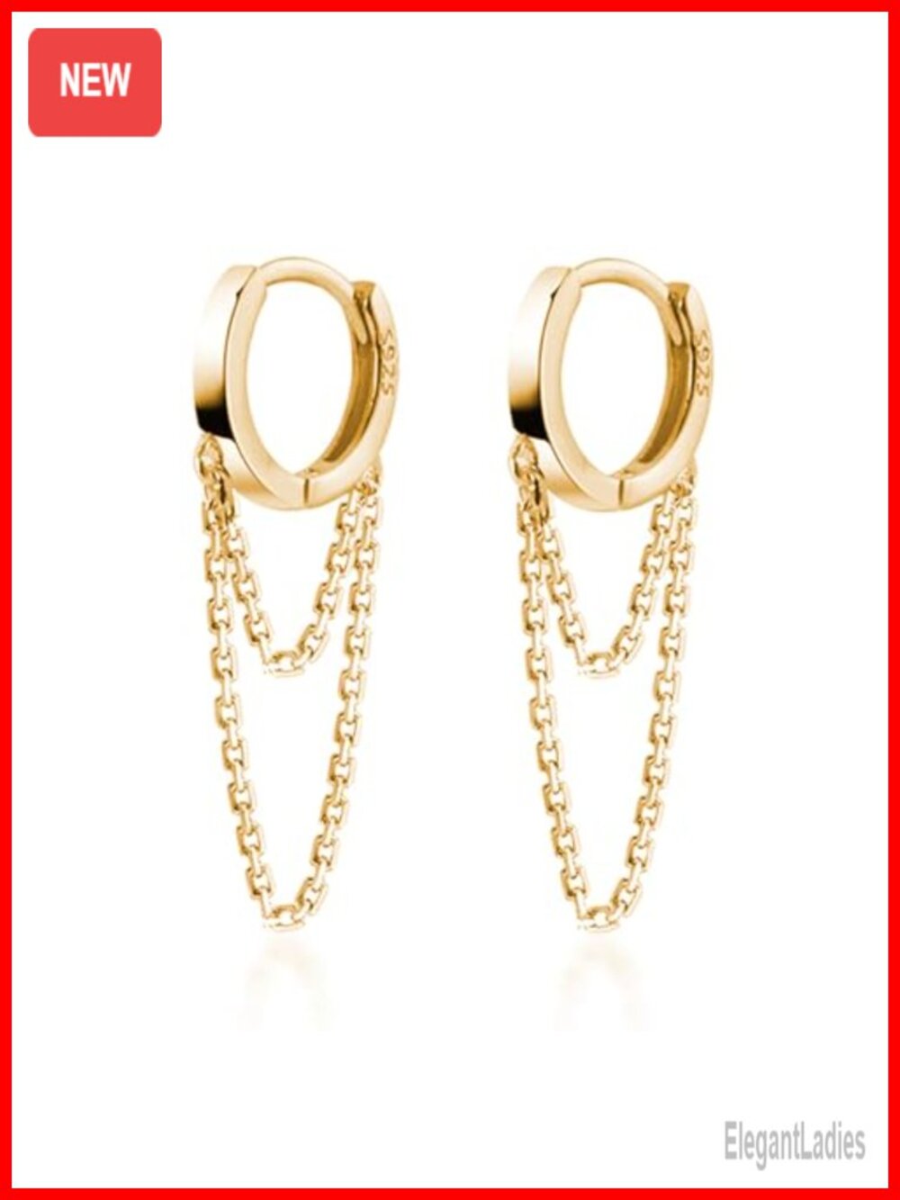 Sterling Silver Tassel Chain Drop Dangle Small Hoop Earrings Huggie Women